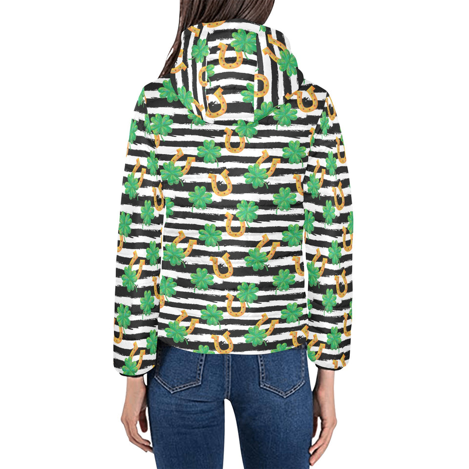 Horseshoes Pattern Print Design 01 Women's Padded Hooded Jacket