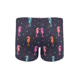 Watercolor colorful seahorse pattern Men's Swimming Trunks