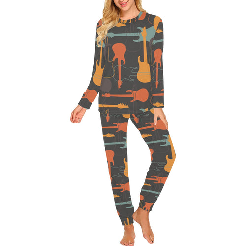 electric guitars pattern Women's All Over Print Pajama Set