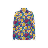 Passion fruit blue background Women's Long Sleeve Polo Shirt