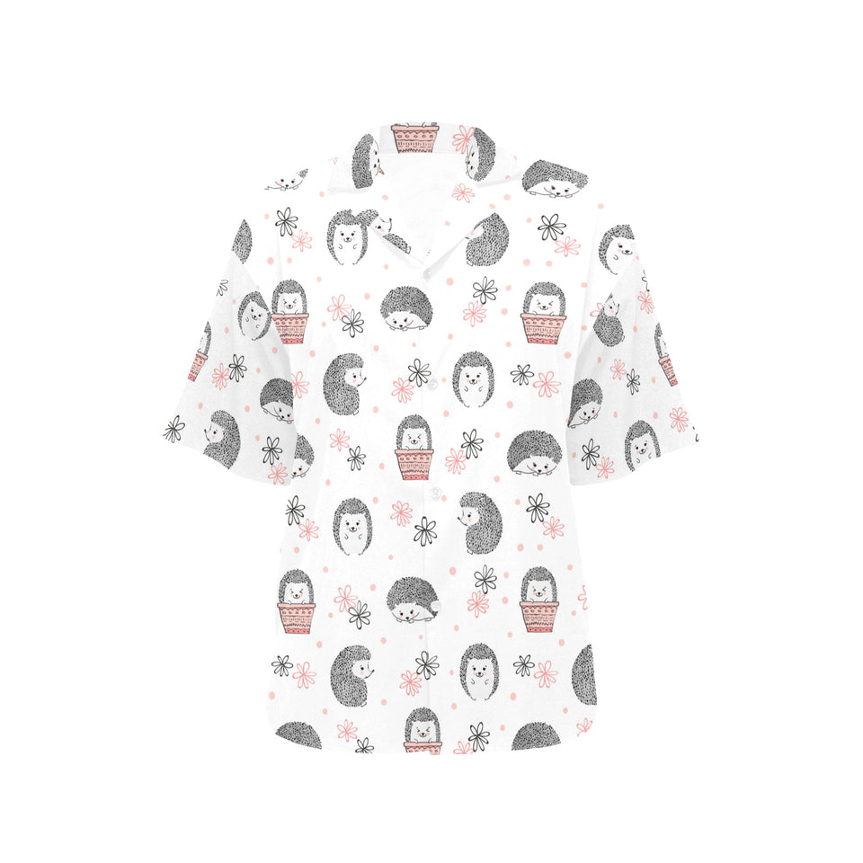 Hedgehog Pattern Print Design 02 Women's All Over Print Hawaiian Shirt