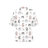 Hedgehog Pattern Print Design 02 Women's All Over Print Hawaiian Shirt