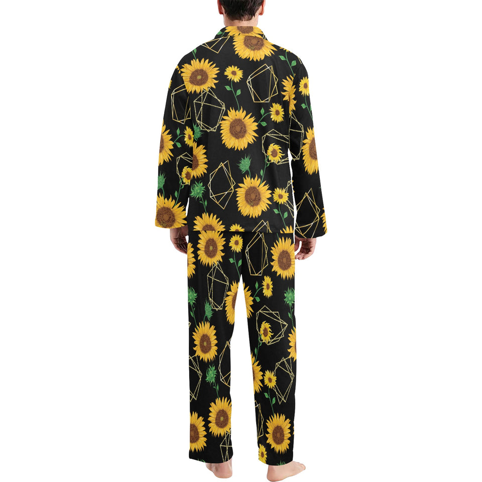 sunflower golden polygonal shapes Men's Long Pajama Set