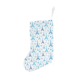 Blue Eiffel Tower Theme Pattern Print Design 01 Christmas Stocking