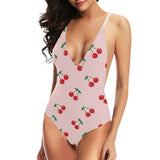 cherry pattern pink background Women's One-Piece Swimsuit