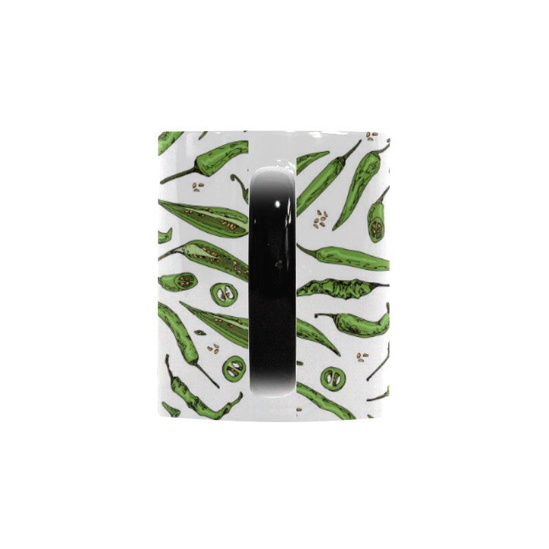 Hand drawn sketch style green Chili peppers patter Morphing Mug Heat Changing Mug