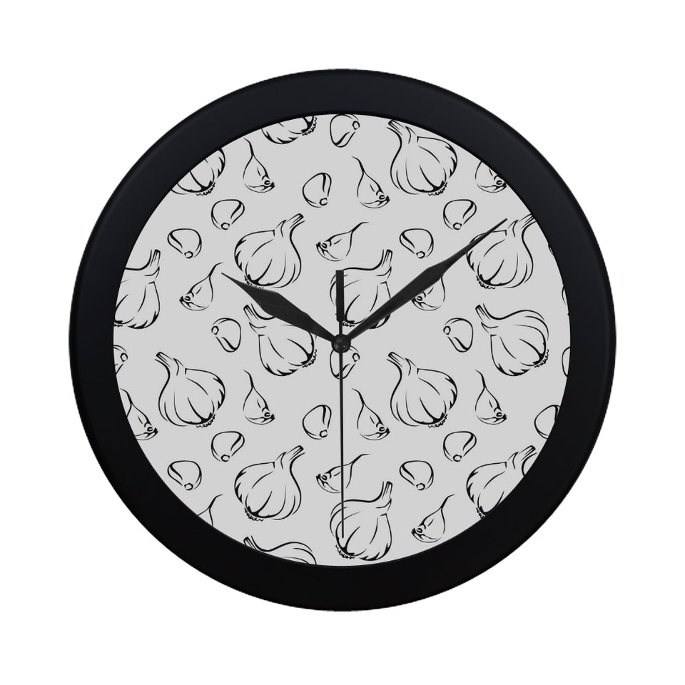 Garlic pattern black white Elegant Black Wall Clock