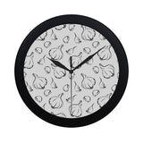 Garlic pattern black white Elegant Black Wall Clock
