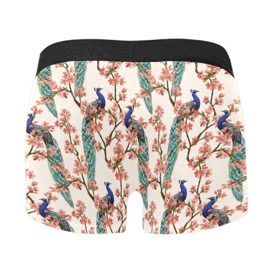 Peacock tropical flower pattern Men's All Over Print Boxer Briefs Men's Underwear