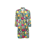 Gear Pattern Print Design 03 Men's Long Sleeve Belted Night Robe