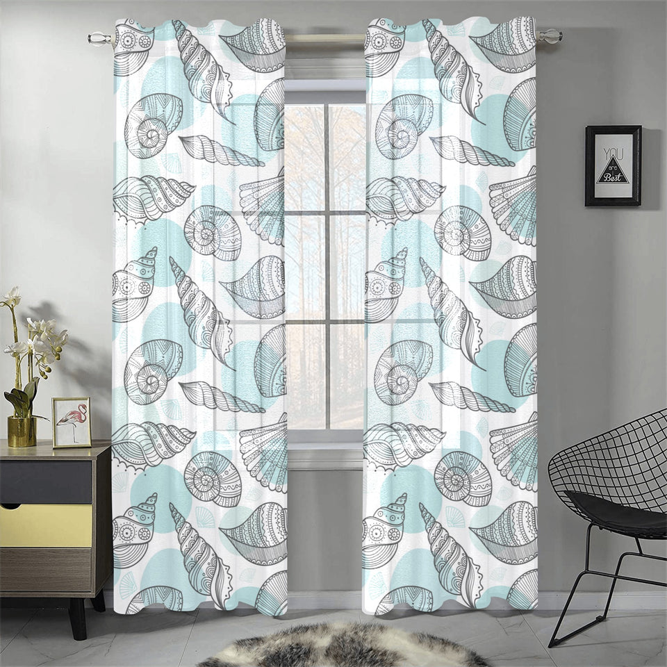 Shell polynesian tribal Gauze Curtain