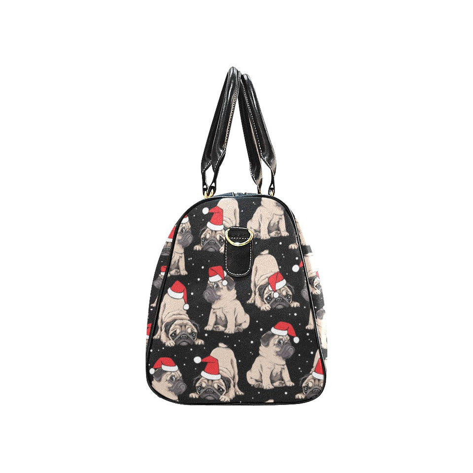Christmas Pugs Santa_s red cap pattern Travel Bag