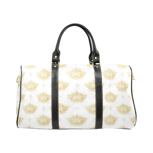Gold Ornamental lotue waterlily symbol pattern Travel Bag