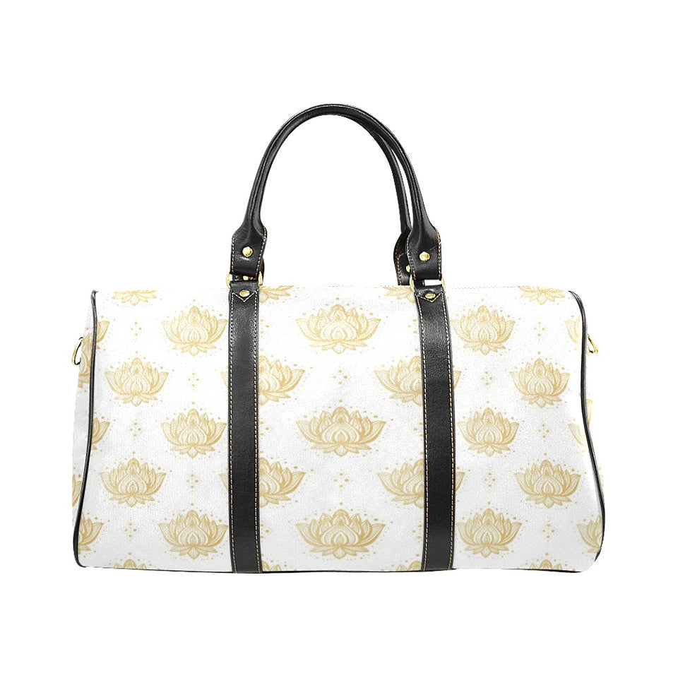 Gold Ornamental lotue waterlily symbol pattern Travel Bag