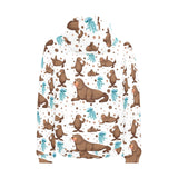 sea lion Seals jellyfish pattern Men's Padded Hooded Jacket