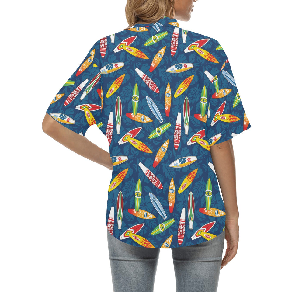 Surfboard Pattern Print Design 01 Women's All Over Print Hawaiian Shirt