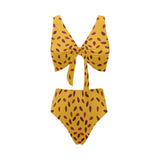 Passion fruit texture Chest Bowknot High Waisted Bikini Swimsuit