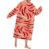 Beautiful Chili peppers pattern Blanket Robe with Sleeves