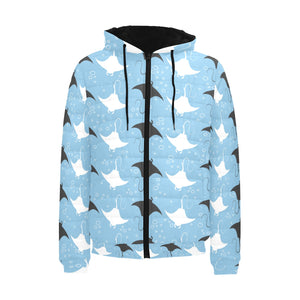 Stingray Pattern Print Design 03 Men's Padded Hooded Jacket