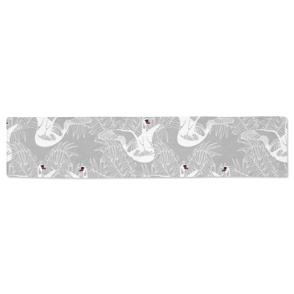 white swan gray background Table Runner