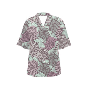 Spider web cobweb design color pattern Women's All Over Print Hawaiian Shirt
