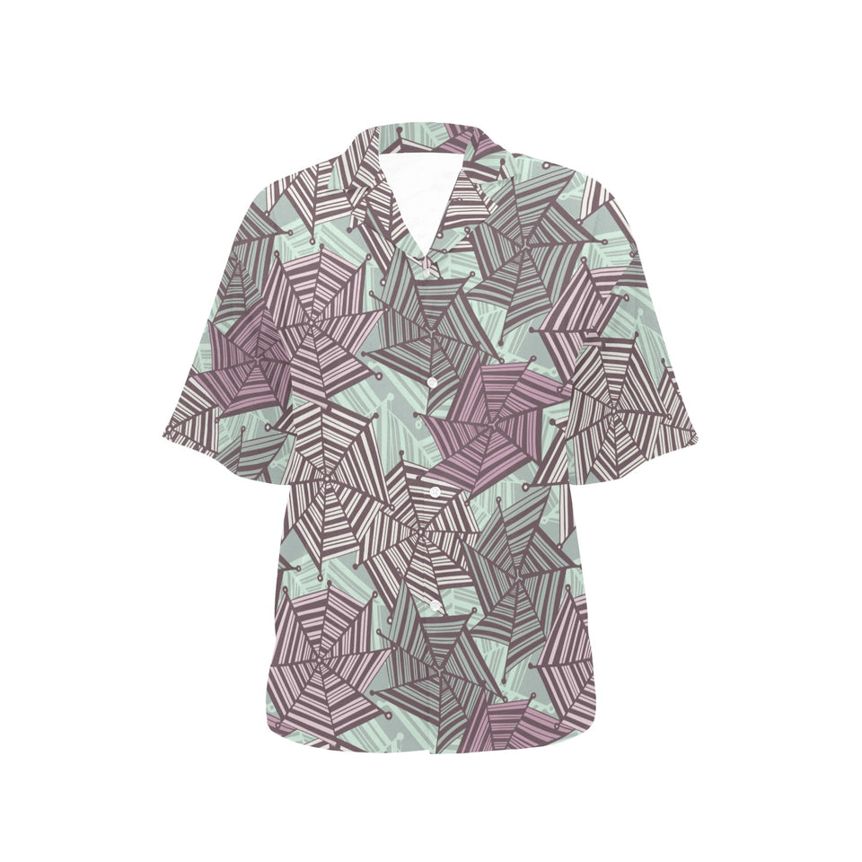 Spider web cobweb design color pattern Women's All Over Print Hawaiian Shirt