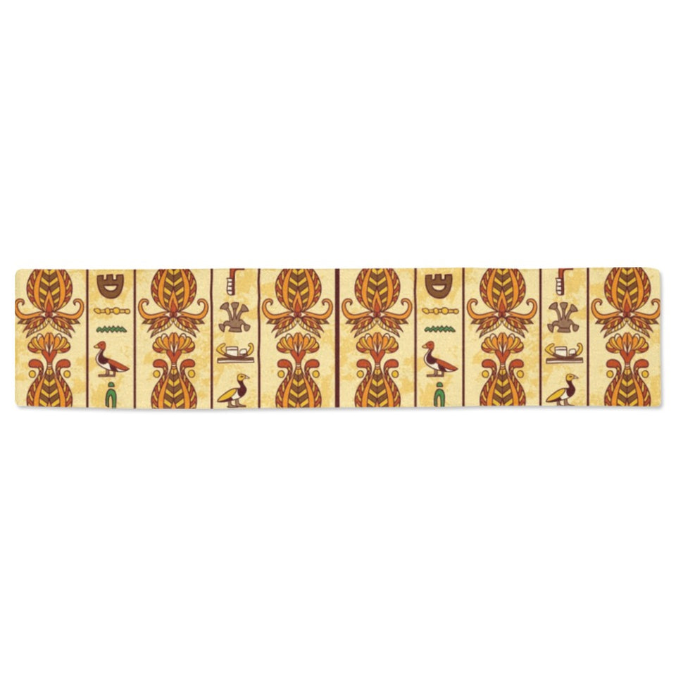 Egypt Hieroglyphics Pattern Print Design 04 Table Runner