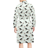 Pelican Pattern Print Design 02 Men's Long Sleeve Belted Night Robe