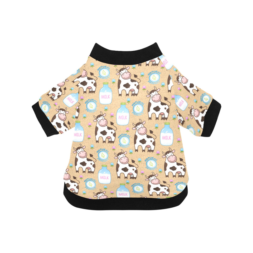 Cow bottle of milk pattern All Over Print Pet Dog Round Neck Fuzzy Shirt