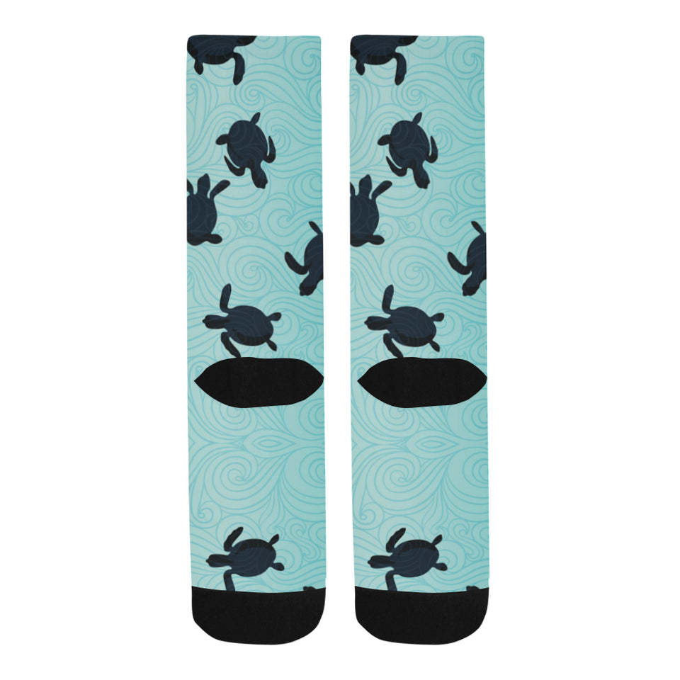 Sea turtle with blue ocean backgroud Crew Socks