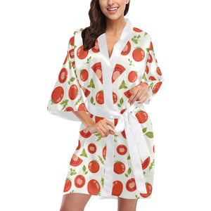 Tomato pattern Women's Short Kimono Robe