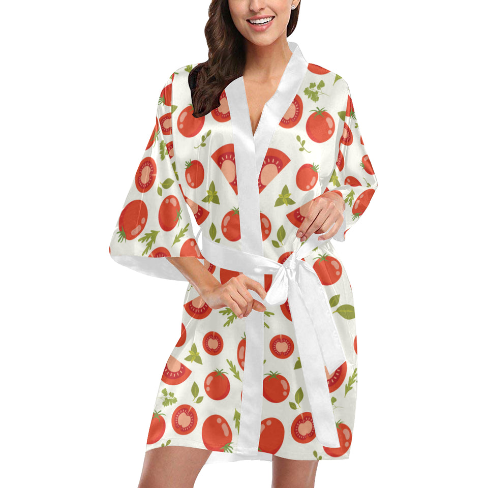 Tomato pattern Women's Short Kimono Robe