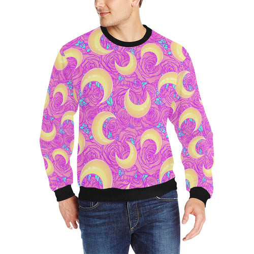 Moon pink rose background Men's Crew Neck Sweatshirt