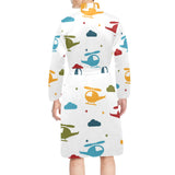 Colorful helicopter pattern Men's Long Sleeve Belted Night Robe
