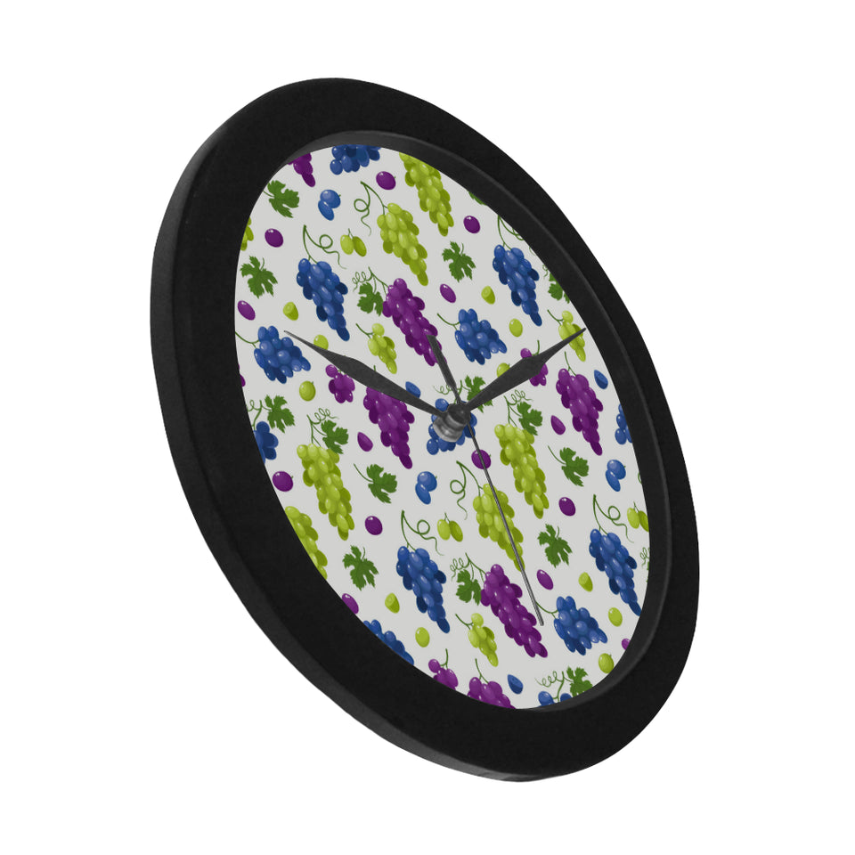 Grape pattern Elegant Black Wall Clock