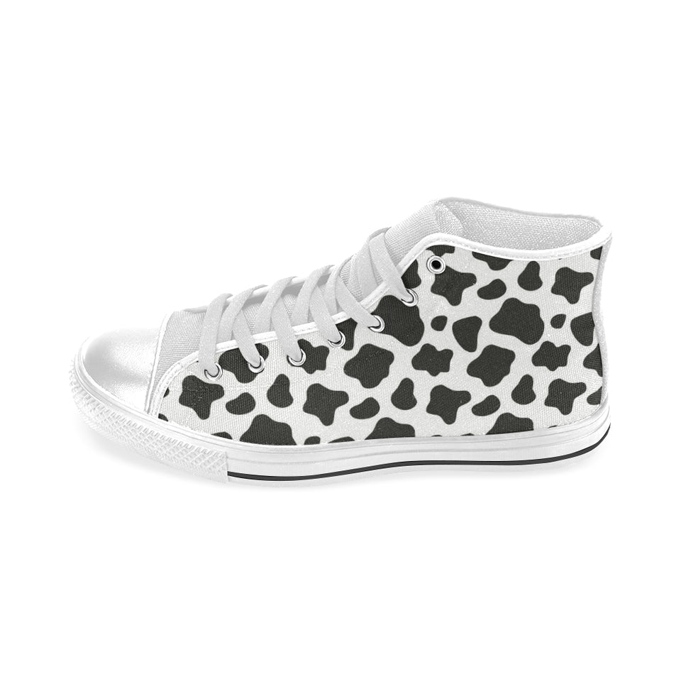 Cow skin pattern Men's High Top Canvas Shoes White