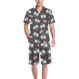 Camera Pattern Print Design 04 Men's V-Neck Short Pajama Set