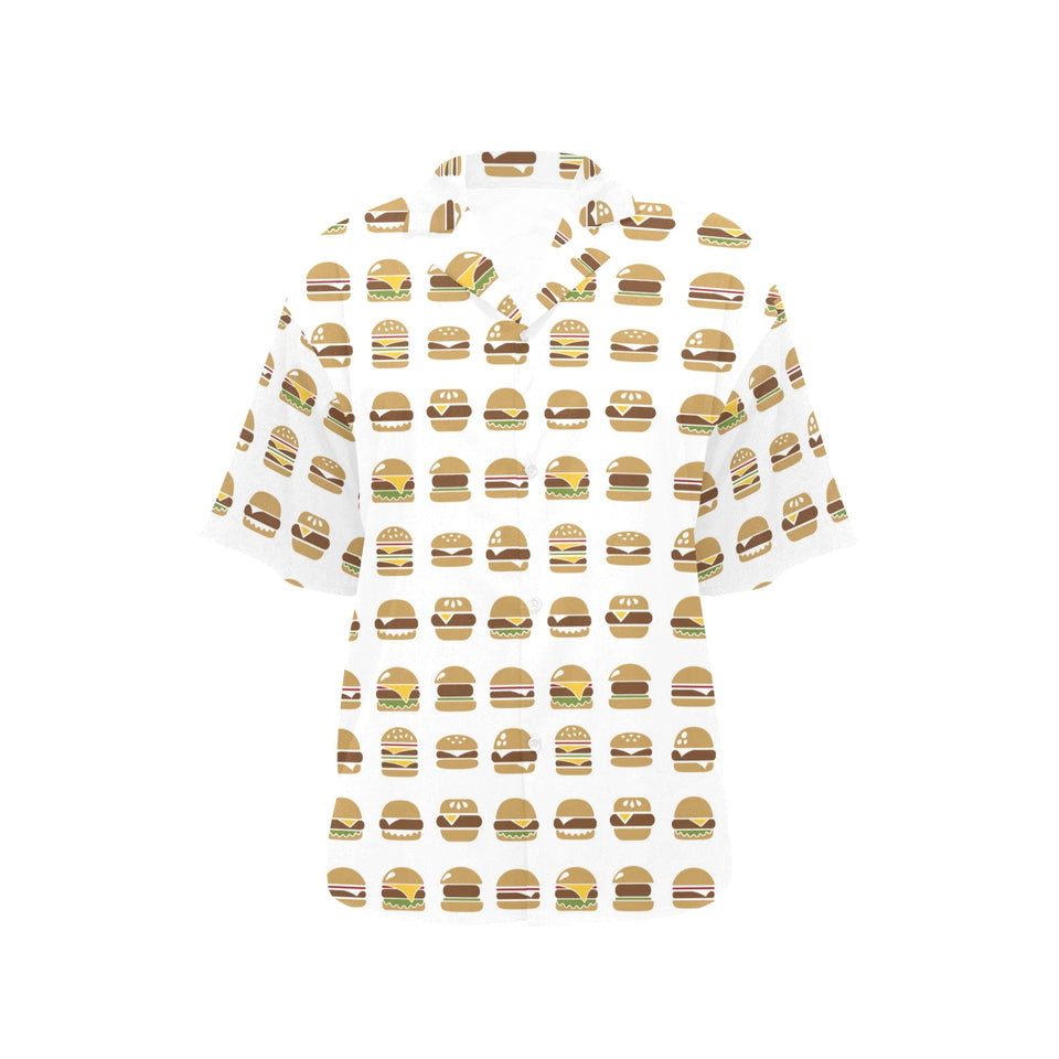 Hamburger Pattern Print Design 02 Women's All Over Print Hawaiian Shirt