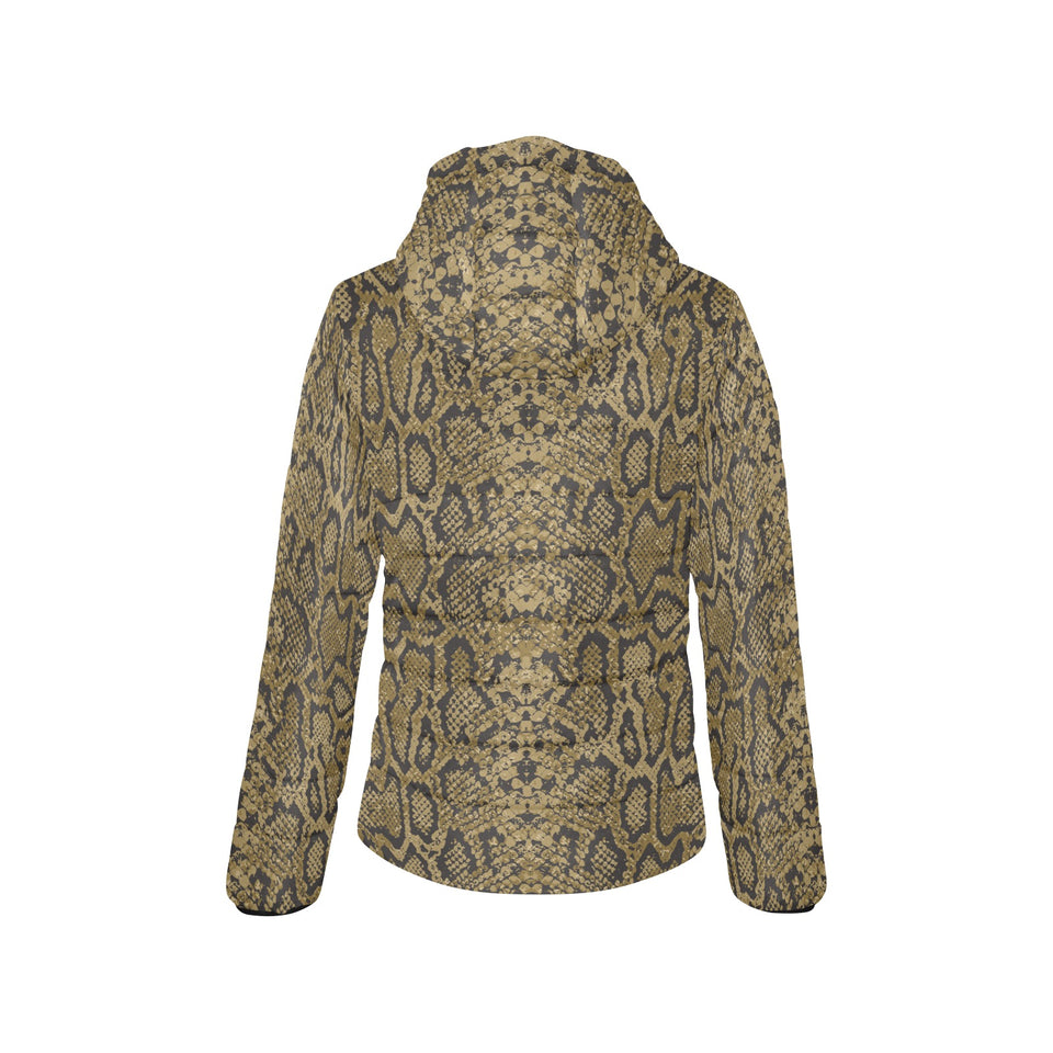 Snake skin pattern Women's Padded Hooded Jacket