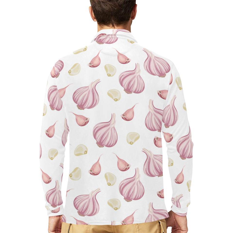 Garlic pattern Men's Long Sleeve Polo Shirt