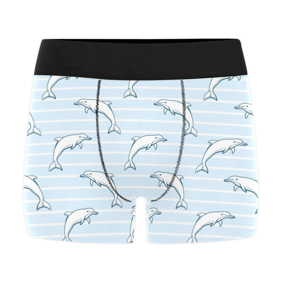 Dolphin blue striped background Men's All Over Print Boxer Briefs Men's Underwear