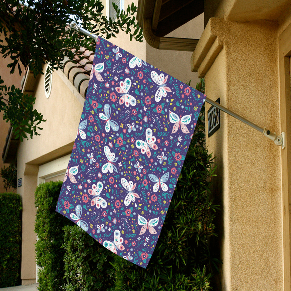 Colorful butterfly flower pattern.eps House Flag Garden Flag