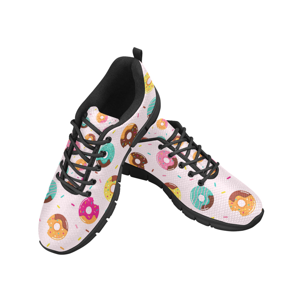 Donut pattern glaze pink background Women's Sneaker Shoes