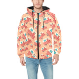 Camper Van Pattern Print Design 03 Men's Padded Hooded Jacket