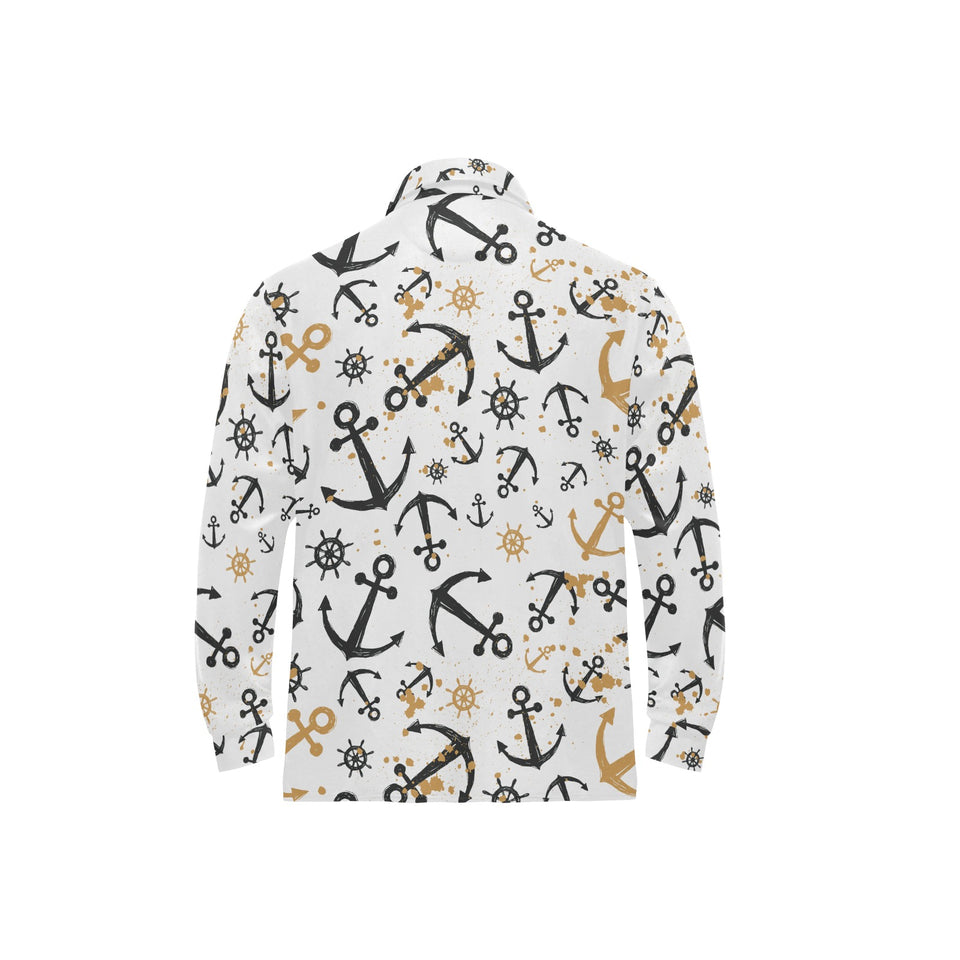 Anchors Rudders pattern Men's Long Sleeve Polo Shirt