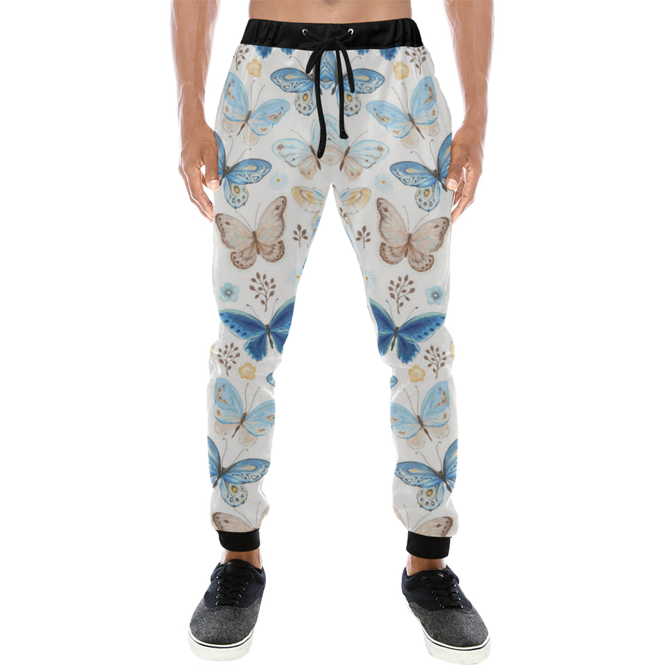 blue butterfly pattern Unisex Casual Sweatpants