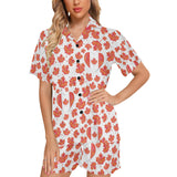 Canada Pattern Print Design 02 Women's V-Neck Short Pajama Set