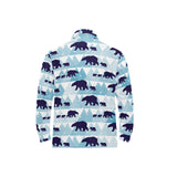 polar bear winter snow pattern Men's Long Sleeve Polo Shirt