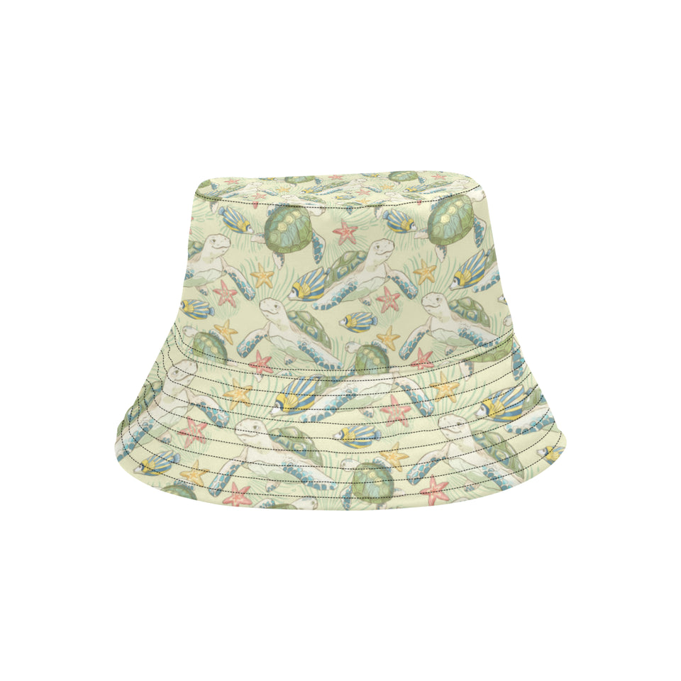 Hand drawn sea turtle fish pattern Unisex Bucket Hat