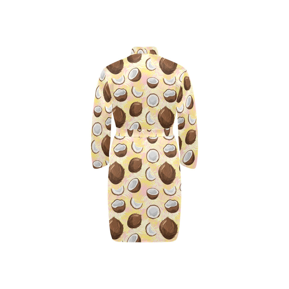 Coconut Pattern Print Design 05 Men's Long Sleeve Belted Night Robe